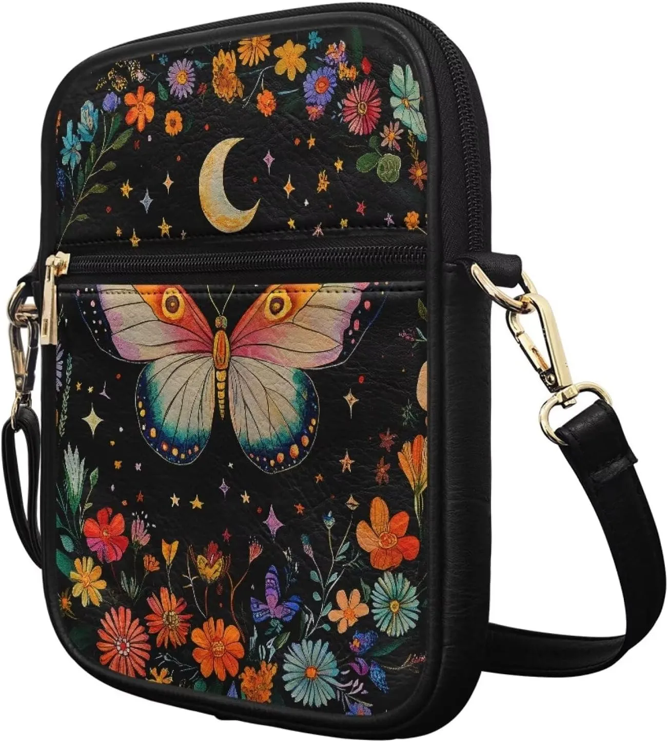 Messenger Bag for Women Men Leather Crossbody Bag Messenger Bag Purse with Adjustable Strap Travel Sling Bag