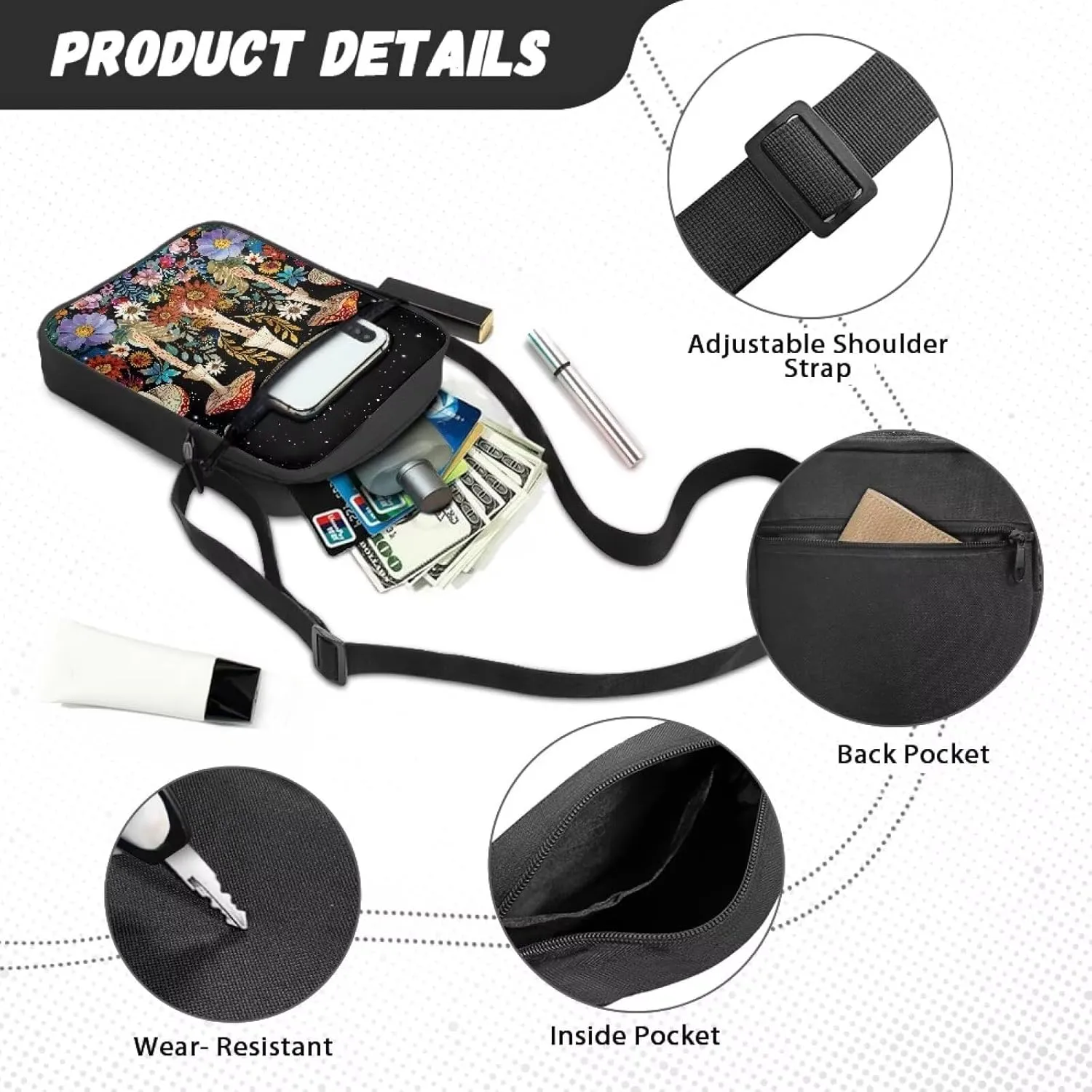 Messenger Bag Satchel Crossbody Bags for Men and Women Unisex Lightweight Small Travel Portable Zipper Office Bag