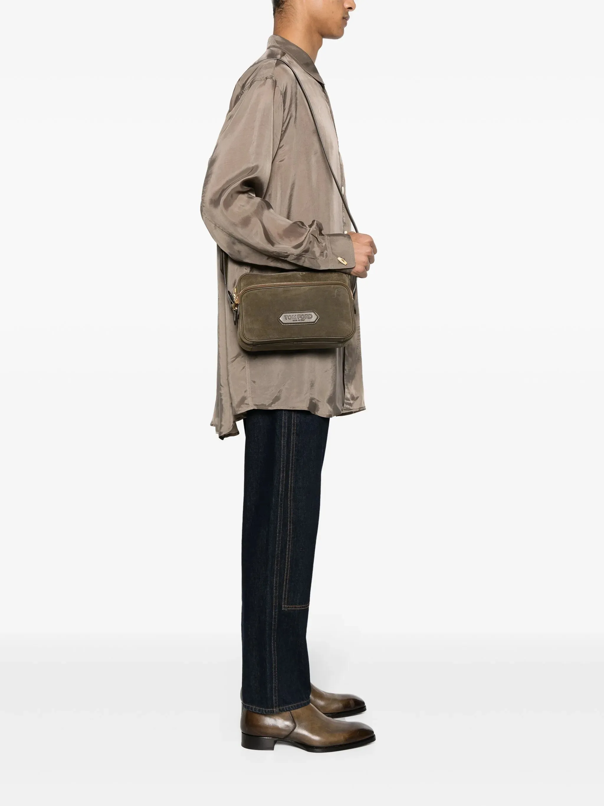 messenger Consistent quality Holiday special logo-patch bag suede