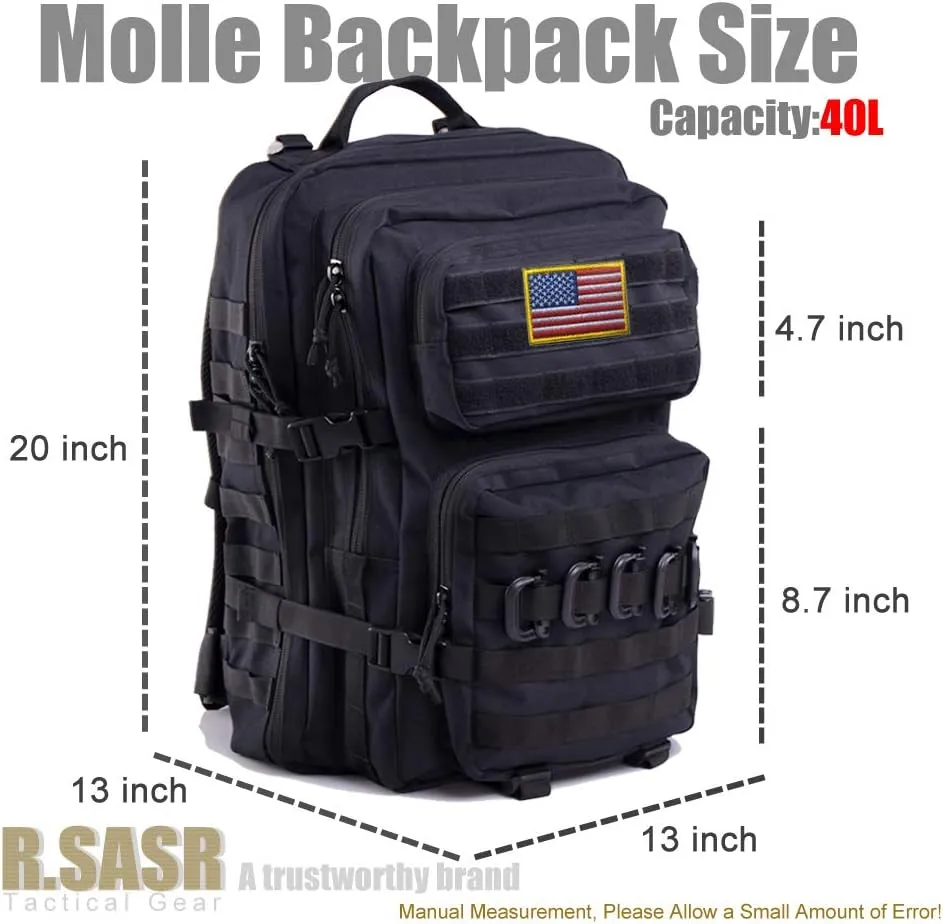 Military Tactical Backpack 45L Large Tactical Backpack for Men, Hiking Rucksack With Bottle Holder