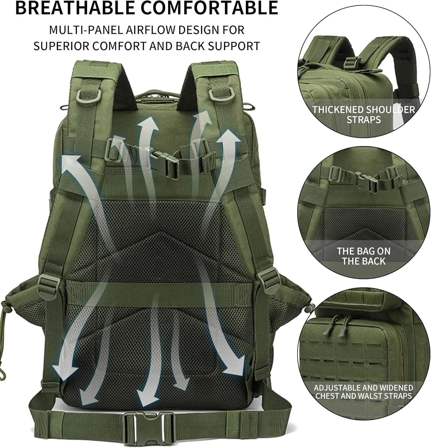 Military Tactical Backpack 45L/25L 3 Day Assault Pack Molle Daypack Hiking Backpack for Men and Women