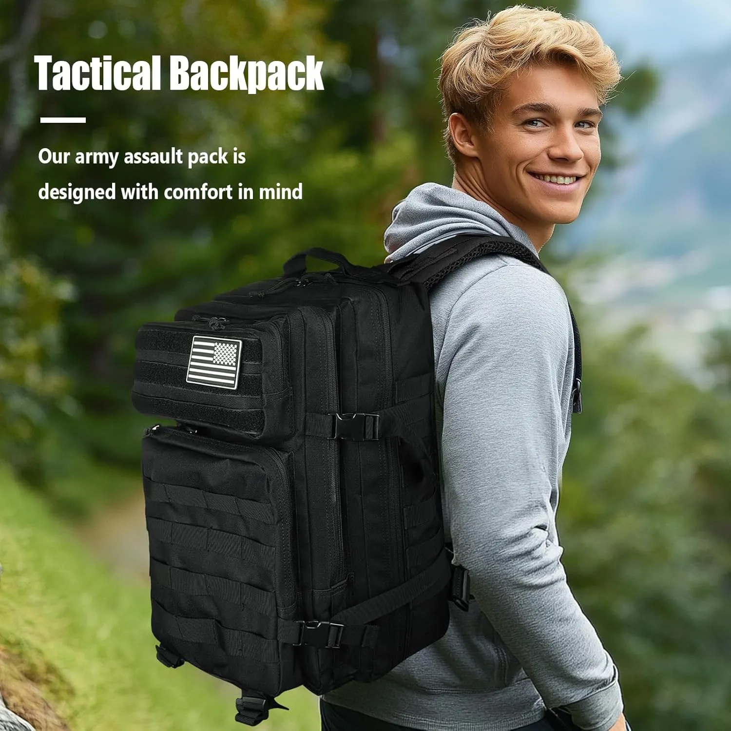 Military Tactical Backpack for Men 45L Molle Army 3 Days Assault Pack Bug Out Bag Water Resistant