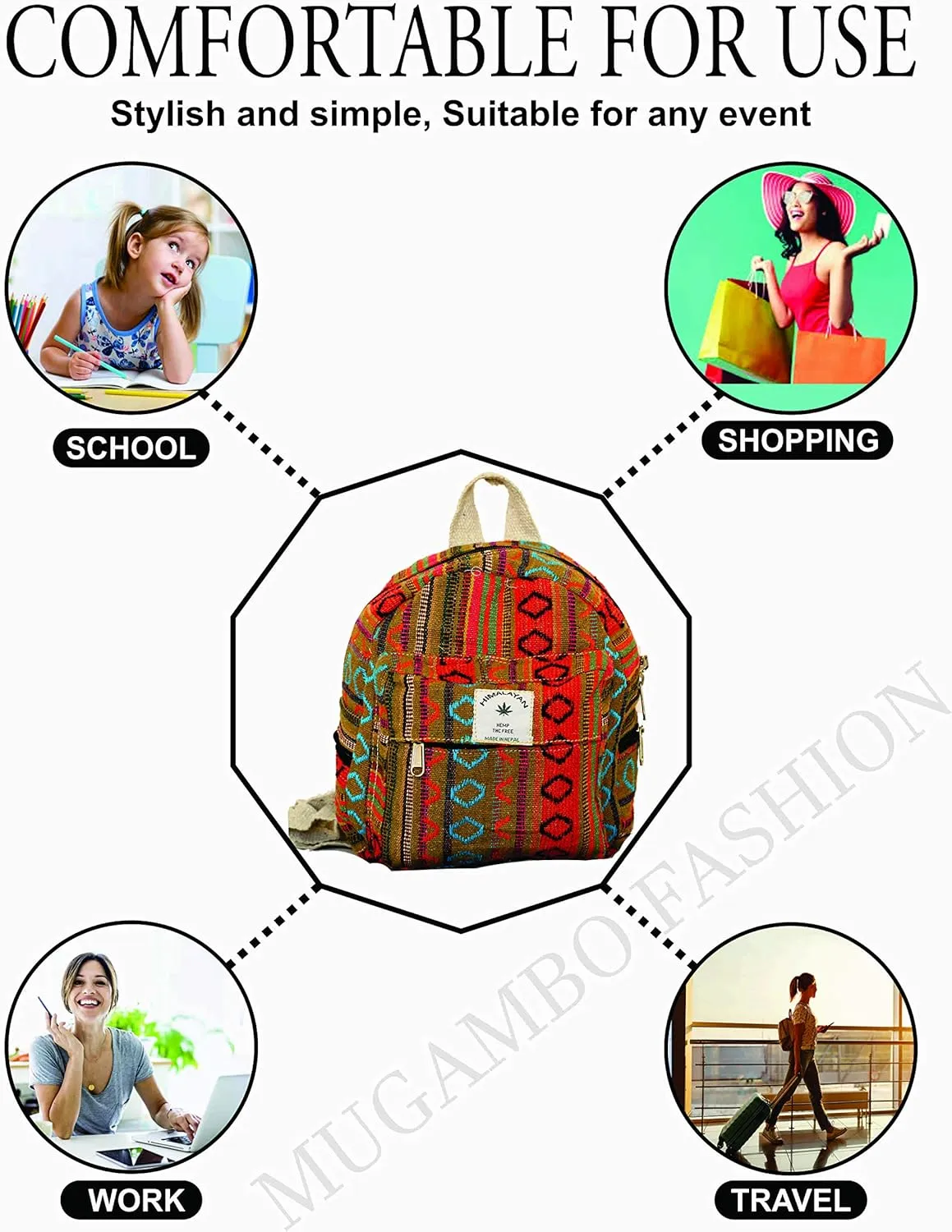 Mini Backpack   Pen case Coin Purse Hemp University Light Weight For Girl (Orenge), Small