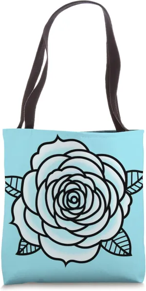 Minimalist Bohemian Pastel Baby Blue Roses Flower Blossom Tote Bag