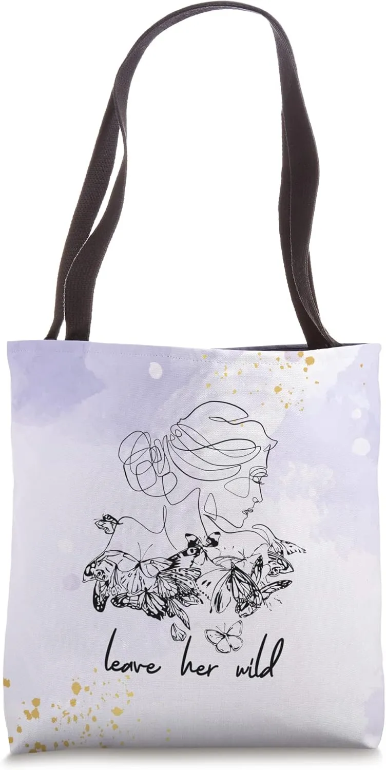 Minimalist Motivational Butterfly Bohemian Leave Her Wild Tote Bag