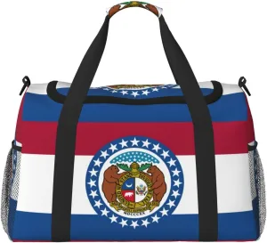 Missouri State Flag print Carry on Luggage for Women Men Shoulder Weekender Crossbody Bag for Yoga Travel Must Haves
