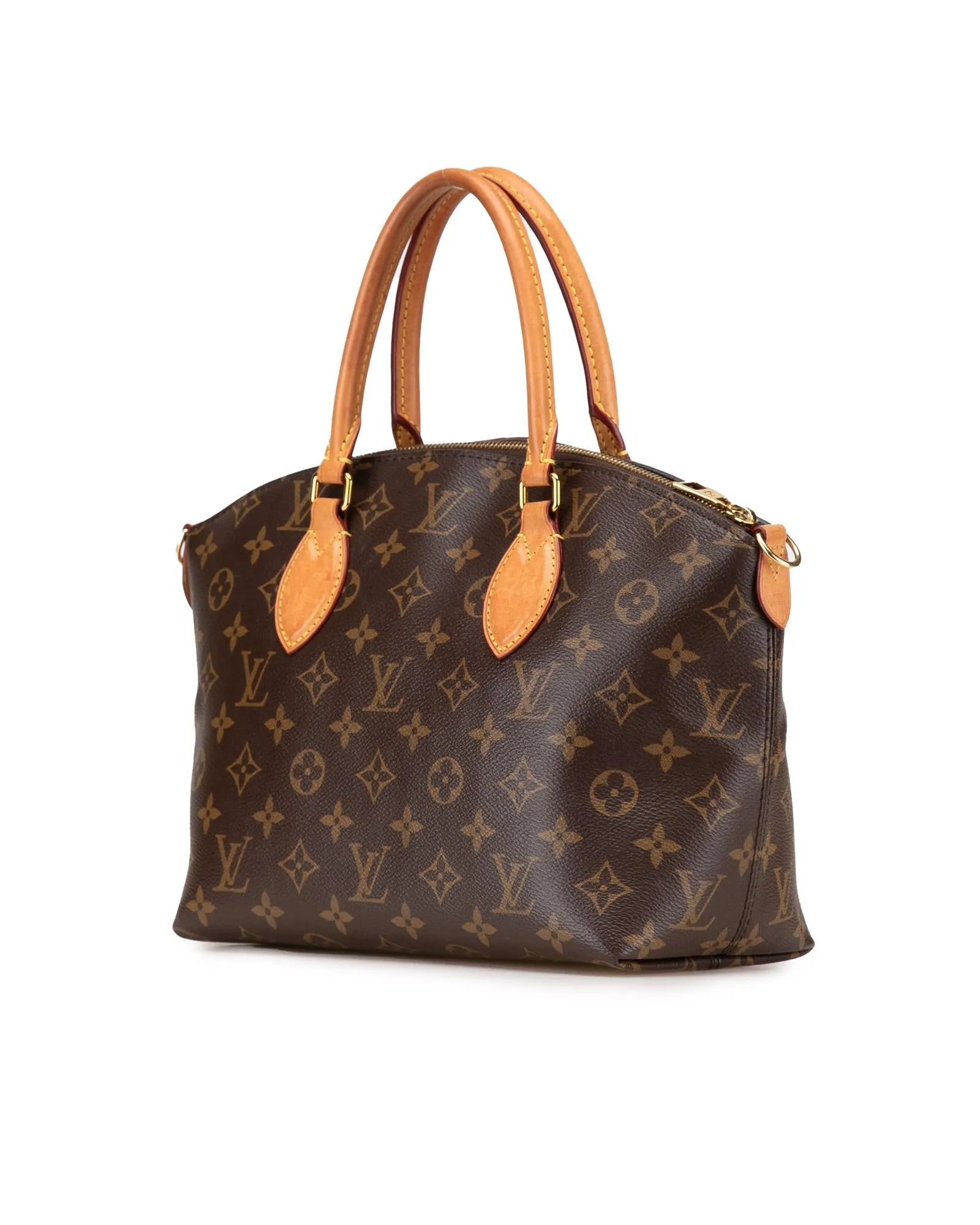 Monogram Canvas Handbag with Vachetta Leather Handles and Detachable Strap