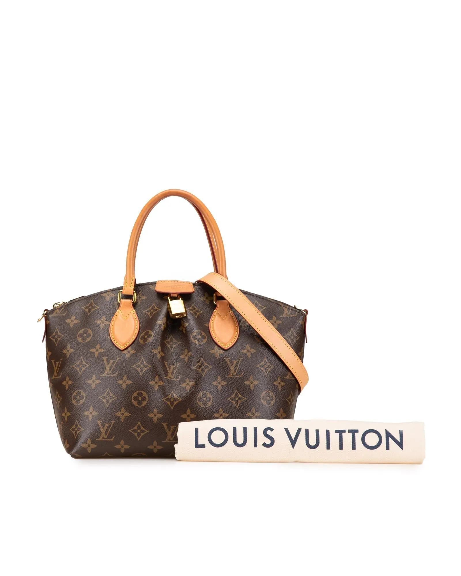 Monogram Canvas Handbag with Vachetta Leather Handles and Detachable Strap