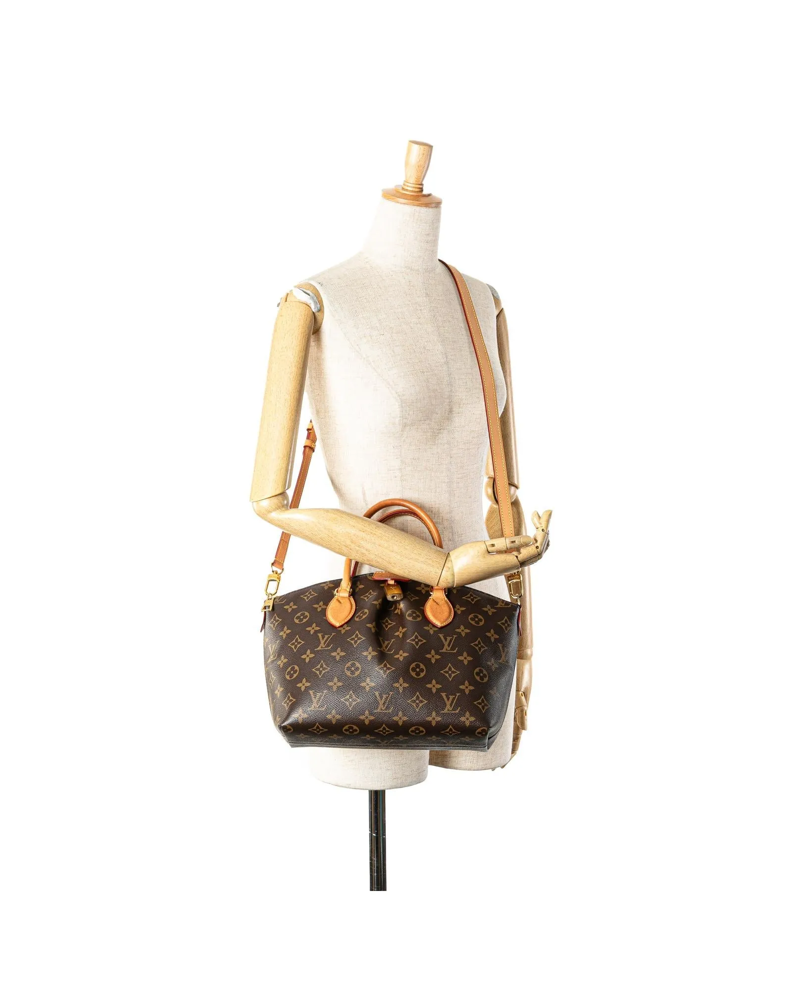 Monogram Canvas Handbag with Vachetta Leather Handles and Detachable Strap