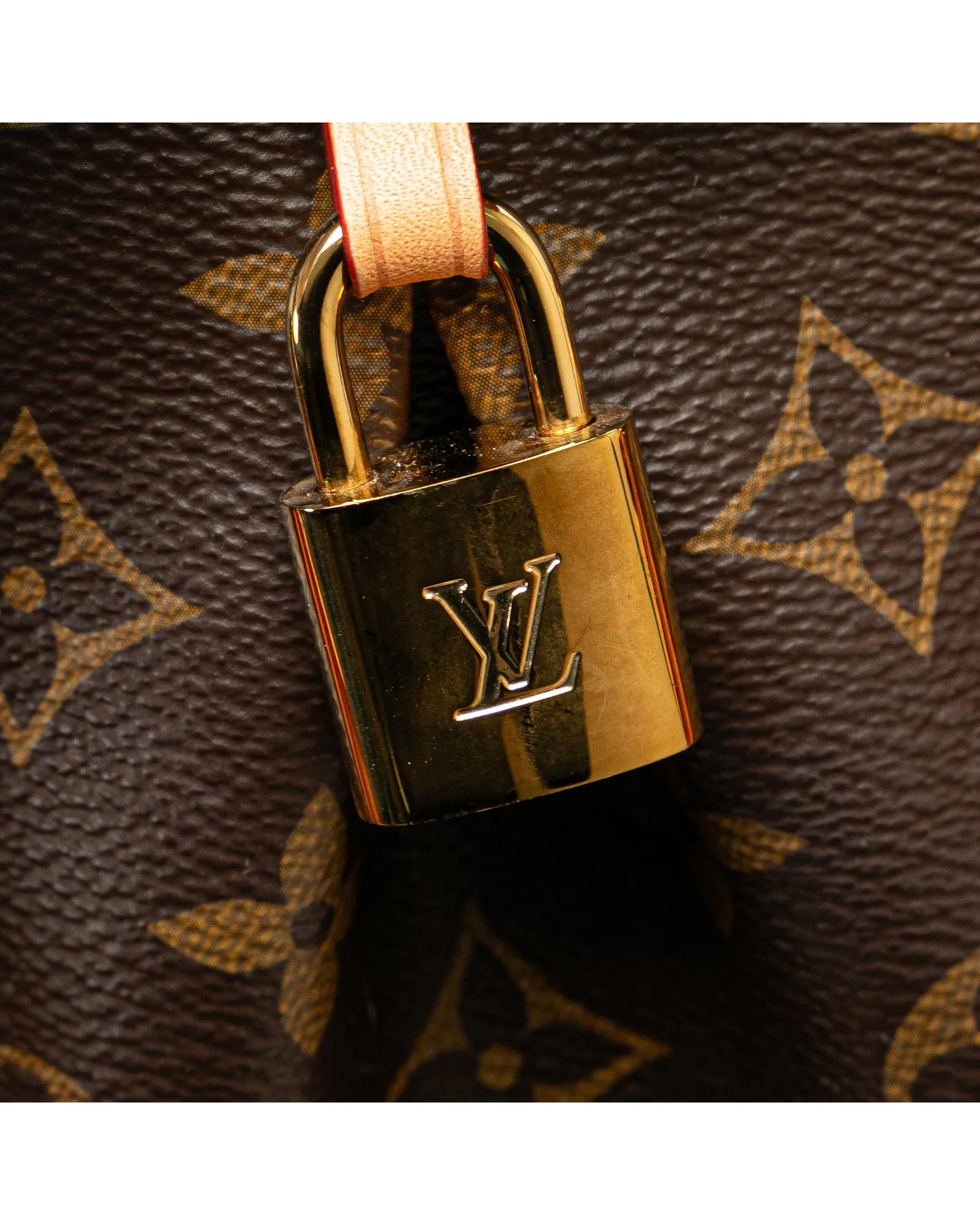 Monogram Canvas Handbag with Vachetta Leather Handles and Detachable Strap