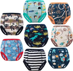 MooMoo Baby 8 Packs Potty Training Pants Cotton Absorbent Training Underwear for Toddler Boy and Girls 2T-9T