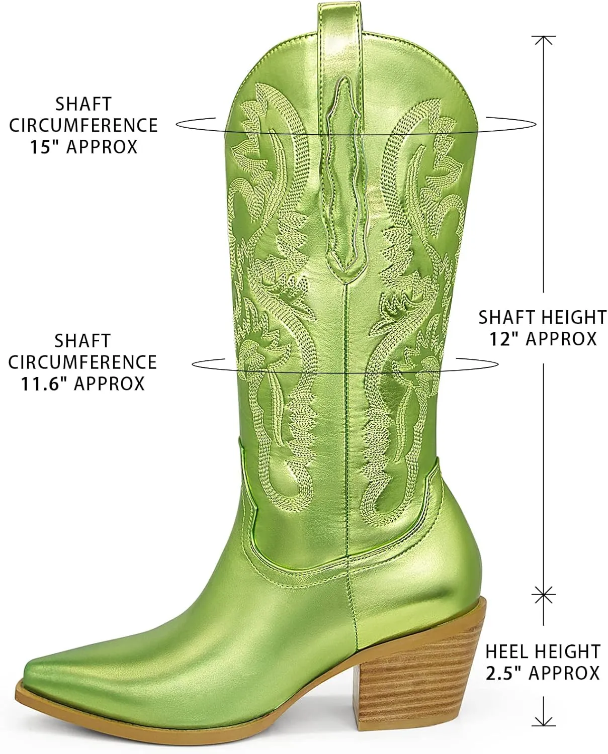 MUCCCUTE Women's Cowgirl Boots Embroidered Cowboy Boots Chunky Block Heel Western Boots Vintage Wide-calf Boots