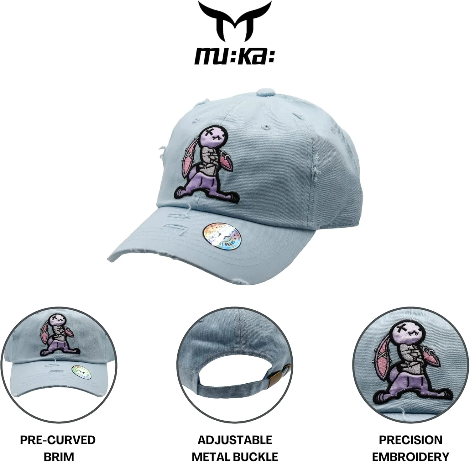 Muka Dad Hat Streetwear Hip Hop Graphic Hats Bunny Embroidery Dad Hat Women Men Baseball Cap Designs