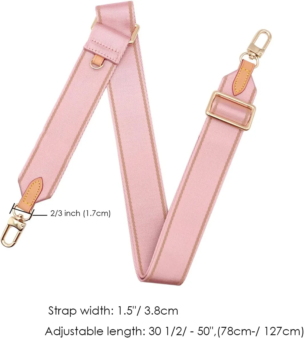 Multi Pochette Accessories Replacement Adjustable Crossbody Wide Cavas Strap for Shoulder Bags Multi Purpose Strap (Pink)
