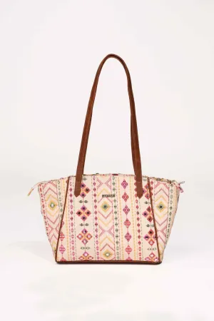 Multicolor nadia mirror embroidered terra tote bag