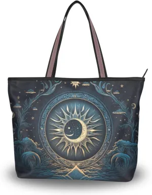 Mystical-bohemian-backdrop Tote Bags Handbags For Women Fashion Shoulder Bags