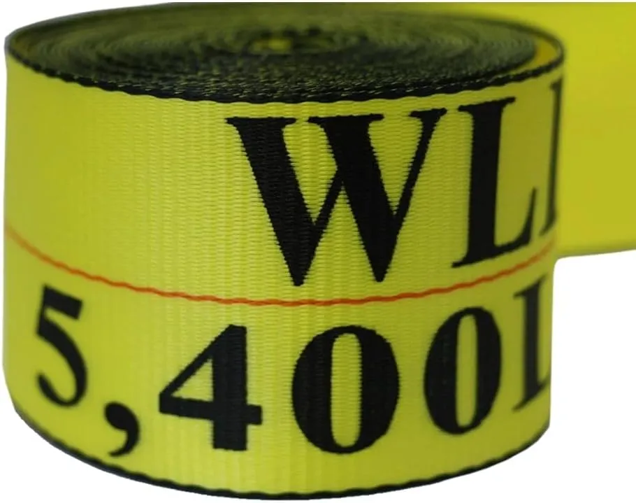 Mytee Products Winch Straps 4" x 30' Yellow Heavy Duty Tie Down w/Flat Hooks WLL# 5400 lbs | 4 Inch Cargo Control for Flatbed Truck Utility Trailer (4 Pack)