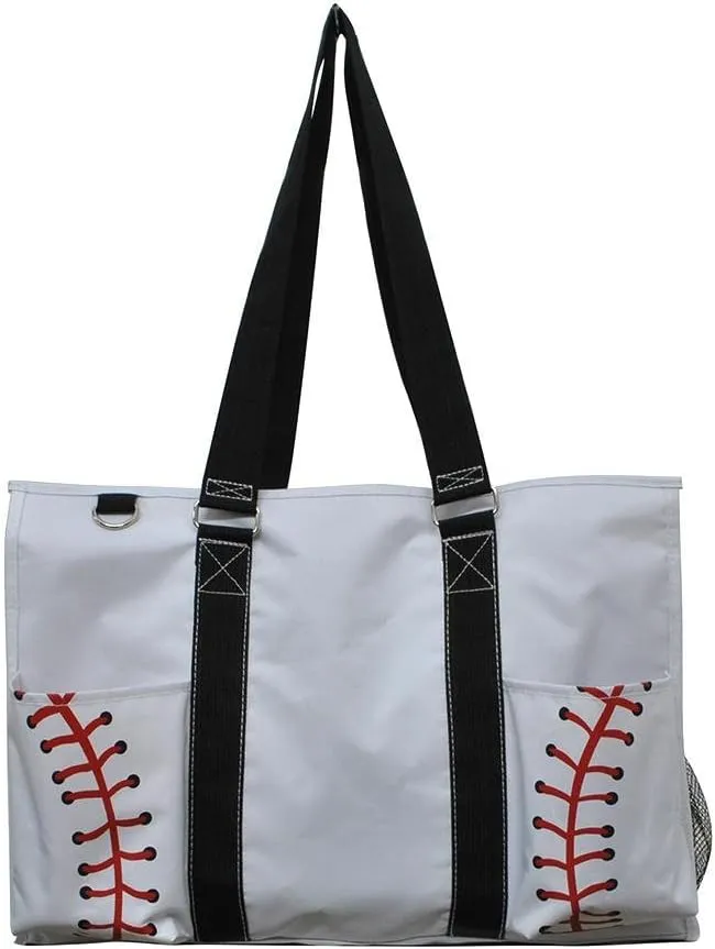 N Gil All Purpose Organizer Medium Utility Tote Bag 3 (White Baseball Black)