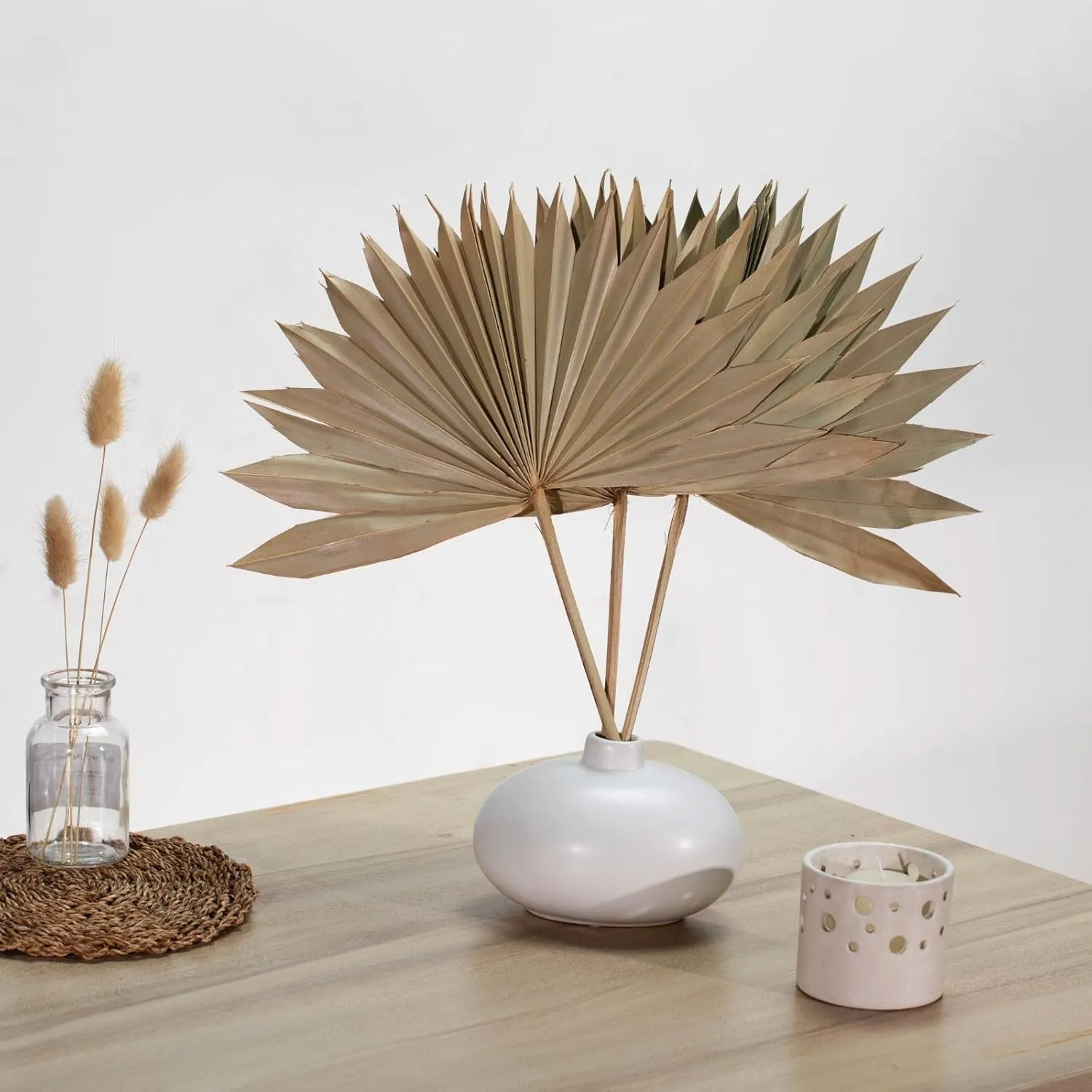 Natural Large Dried Palm Leaves-4 pcs Real Plants Palm Leaves, Sun Palms, Dried Flowers for Boho Wedding Home Party Decor, Leaf Decor