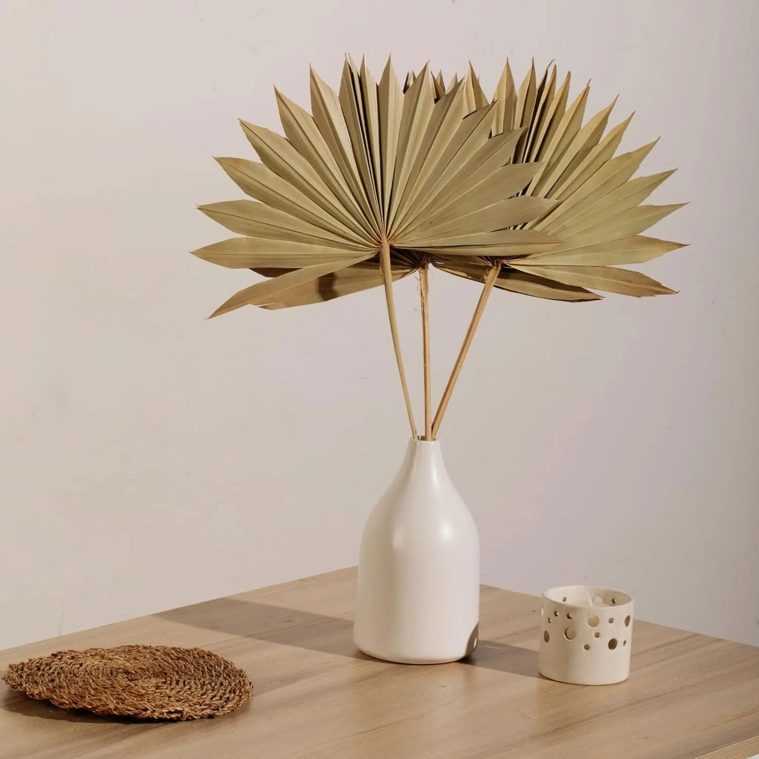 Natural Large Dried Palm Leaves-4 pcs Real Plants Palm Leaves, Sun Palms, Dried Flowers for Boho Wedding Home Party Decor, Leaf Decor