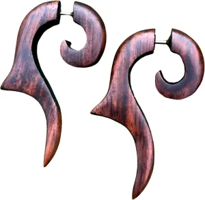 Natural Tribal Organic Wooden Earrings Fake Gauges wood Bohemian Jewelry earrings brown or black