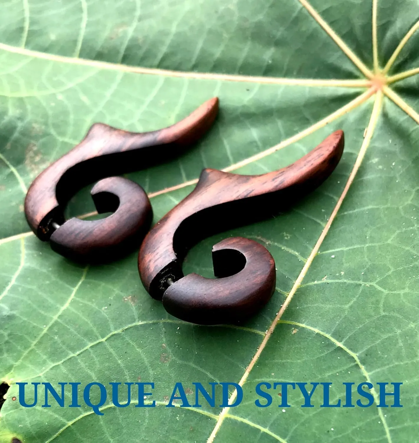Natural Tribal Organic Wooden Earrings Fake Gauges wood Bohemian Jewelry earrings brown or black