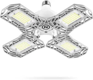 NEBO High Bright Extremely Bright LED Garage Light, Multi-Position Adjustable Panel 9000 Lumen 60W Utility Light for Garage Ceilings, Attics, Workshops,White