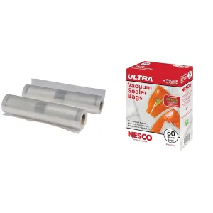 NESCO Vacuum Sealer Bags 8" x 20", Use for Sous Vide or Meal Prep, BPA Free, Dishwasher Safe, Tear Resistant, Safe to Microwave, Boil, or Freeze & Heavy Duty Vacuum Sealer Bags- Quart 50 count