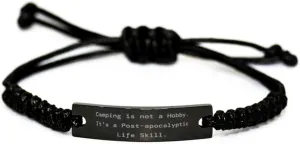 New Camping Black Rope Bracelet, Camping is not a Hobby. It's a Post-Apocalyptic, Present for Friends, Unique Gifts from Friends, Outdoor, Camping Gear, Hiking, Backpacking, Tents, Sleeping Bags,