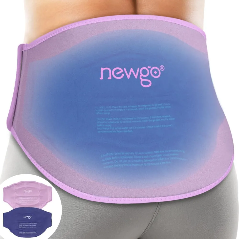NEWGO Gel Ice Pack for Back Injuries and Pain Relief, 2 Pack Lower Back Ice Wrap for Hot Cold Therapy, Lumbar Surgery, Sciatica, Herniated Disc, Coccyx Tailbone Pain