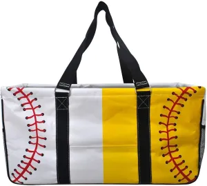 NGIL All Purpose Open Top 23" Classic Extra Large Utility Tote Bag 2019 Collection (Baseball Softball Black)