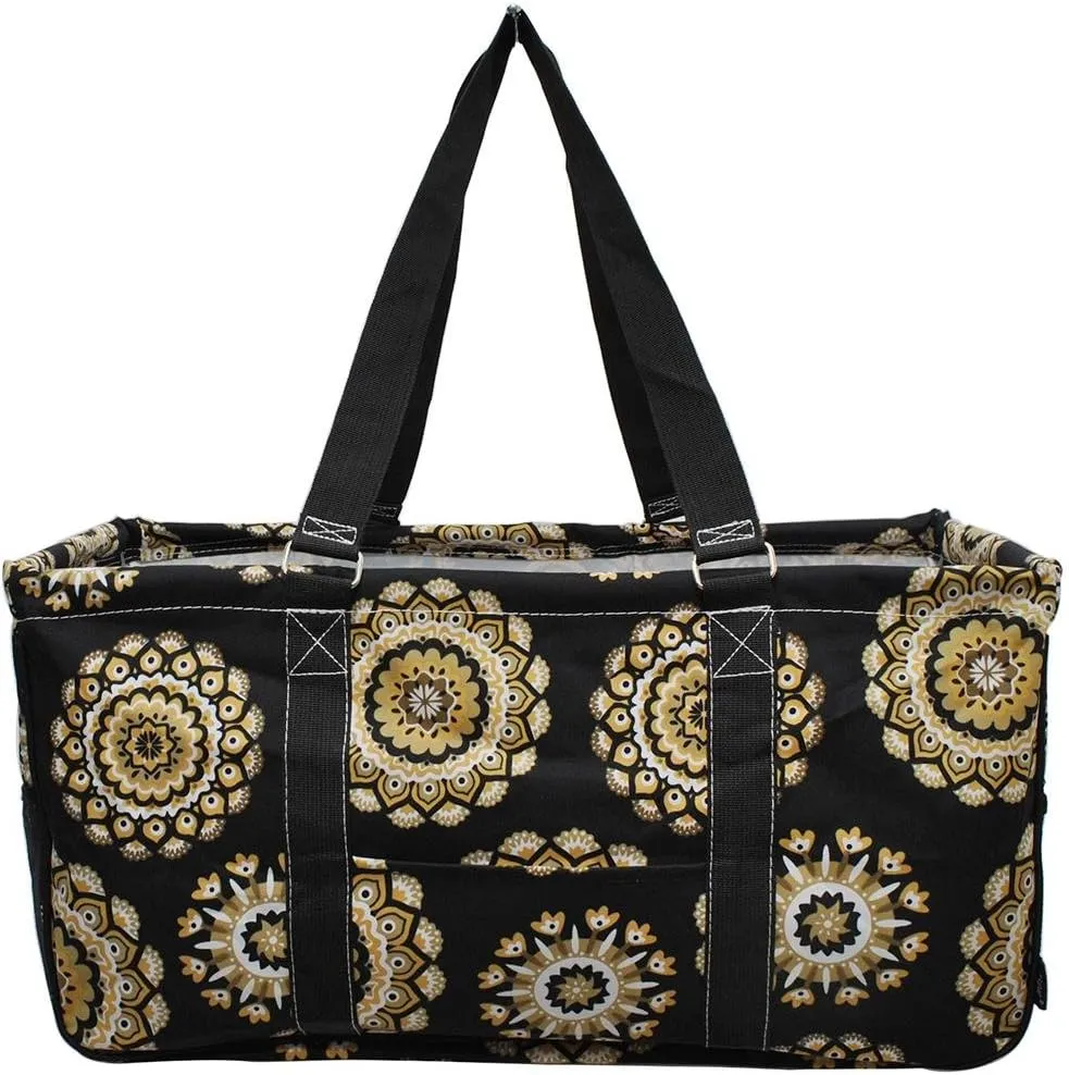 NGIL All Purpose Open Top 23" Classic Extra Large Utility Tote Bag Spring 2018 Collection (Mandala Dream Black)