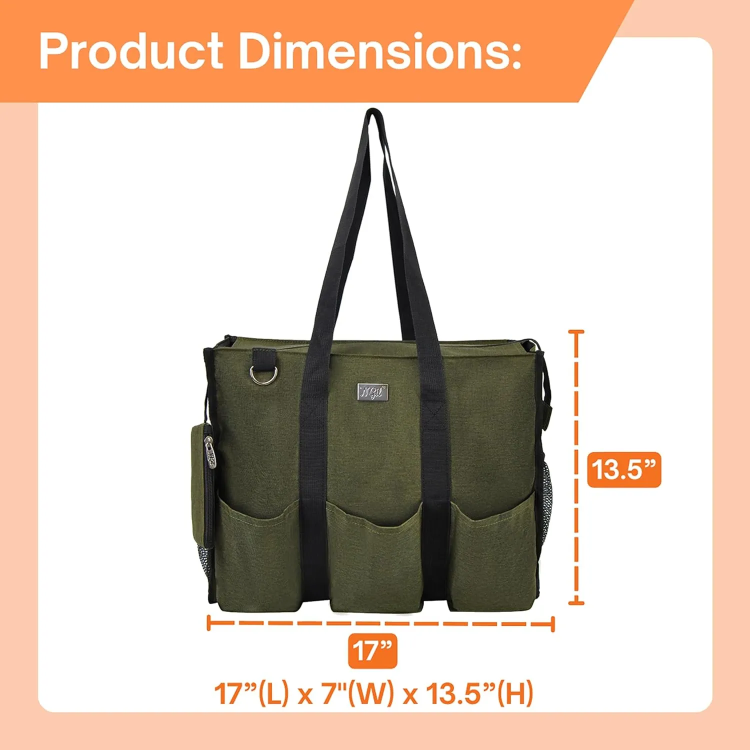 NGIL Utility Canvas Multi Pocket Tote Bag with Coin Purse, Work Bags for Women with Multiple Pockets Exterior & Interior