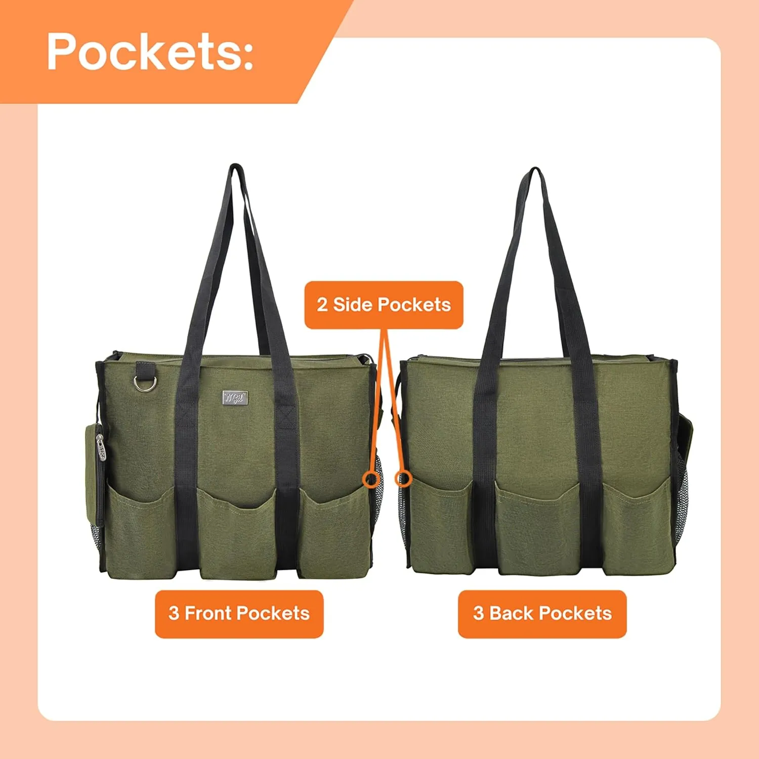 NGIL Utility Canvas Multi Pocket Tote Bag with Coin Purse, Work Bags for Women with Multiple Pockets Exterior & Interior