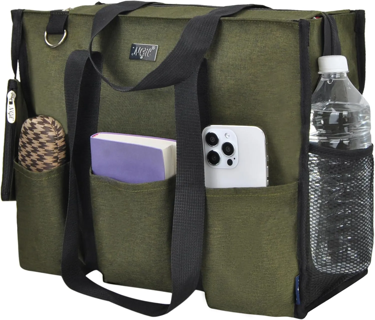 NGIL Utility Canvas Multi Pocket Tote Bag with Coin Purse, Work Bags for Women with Multiple Pockets Exterior & Interior