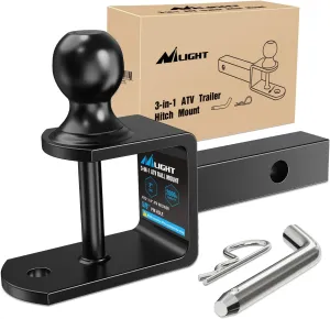Nilight 3 in 1 ATV UTV Multi Hitch Mount with 2 inch Ball Hitch Rated 2000 LBS Fits 1-1/4 Inch Receiver Winch Strap Loop Rated 5000 LBS, 2 Years Warranty