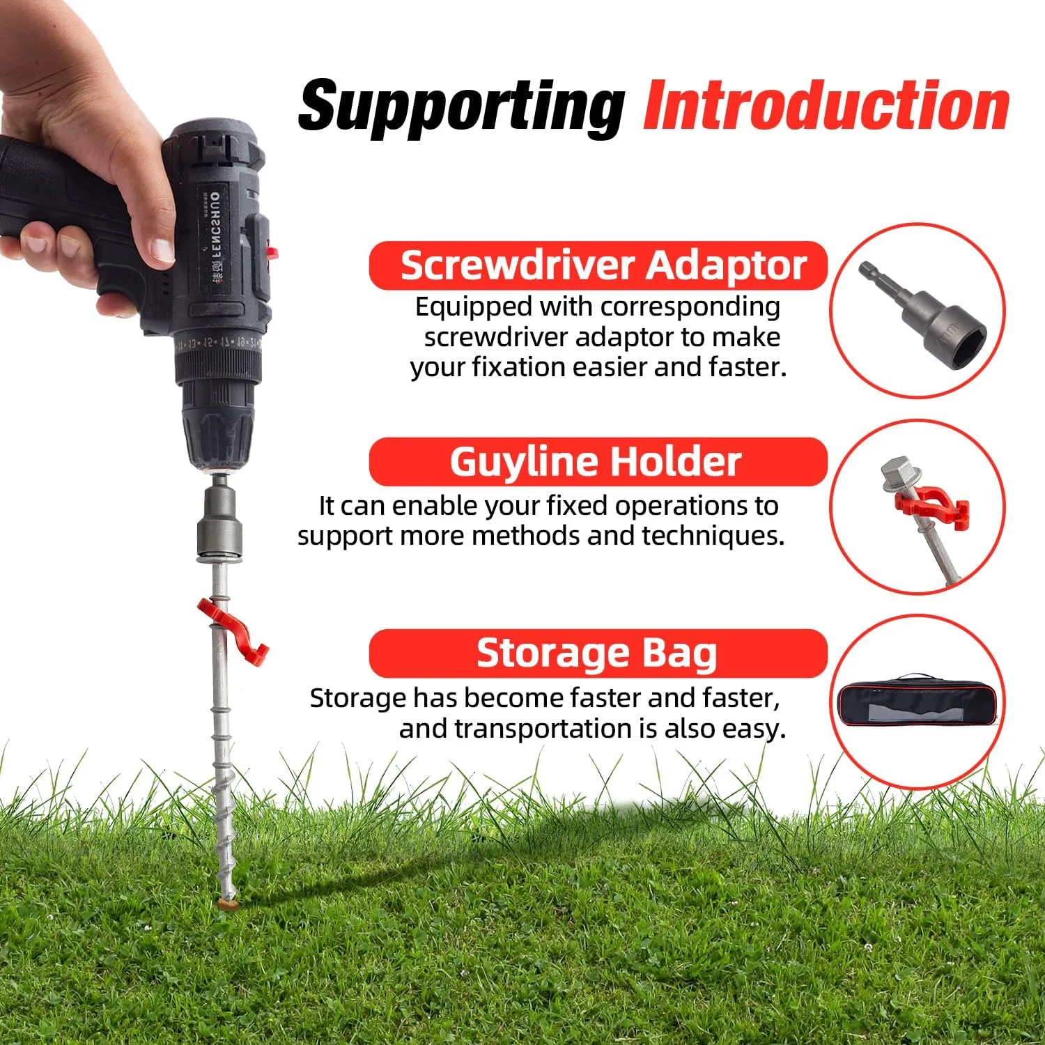 Non-Rust Cast Aluminum Ground Anchors - Heavy Duty Screw in Tent Stakes for Superior Stability Ideal for Securing Animals, Tents, Canopies, Sheds, Car Ports, Swing Sets Outdoors-16Packs