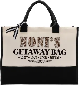Noni's Getaway Bag, Canvas Tote Bag for Gifting, Cotton Canvas Tote Bag for Women, Utility Tote Shopping Bag Grocery Bags Gift for Noni, Noni Canvas Beach Bag, Novelty Birthday Gift for Noni