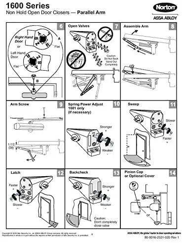 Norton 1601 Series Door Closer, Tri-Style (Regular, top jamb, or Parallel arm), Non-Handed, Size 1-6, Cast Aluminum (1601-689)