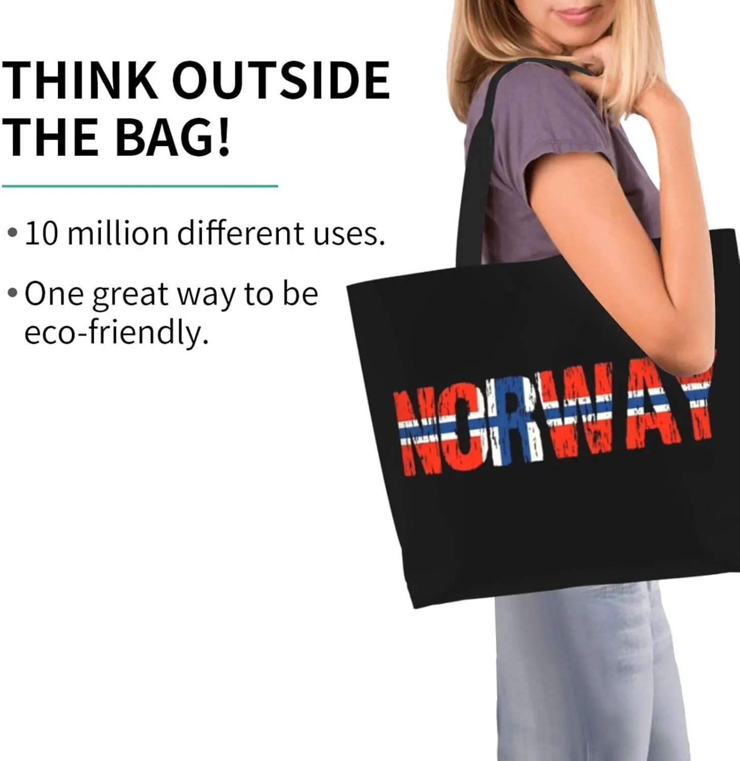 Norway Canvas Tote Bag Norway Flag Shoulder Bag Norwegians Casual Grocery Bags Norwegian Bags for Women Men