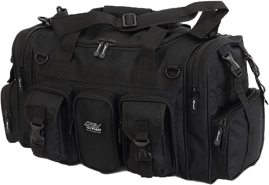 NPUSA Mens Large 22" Inch Black Duffel Duffle Military Molle Tactical Gear Shoulder Strap Travel Bag