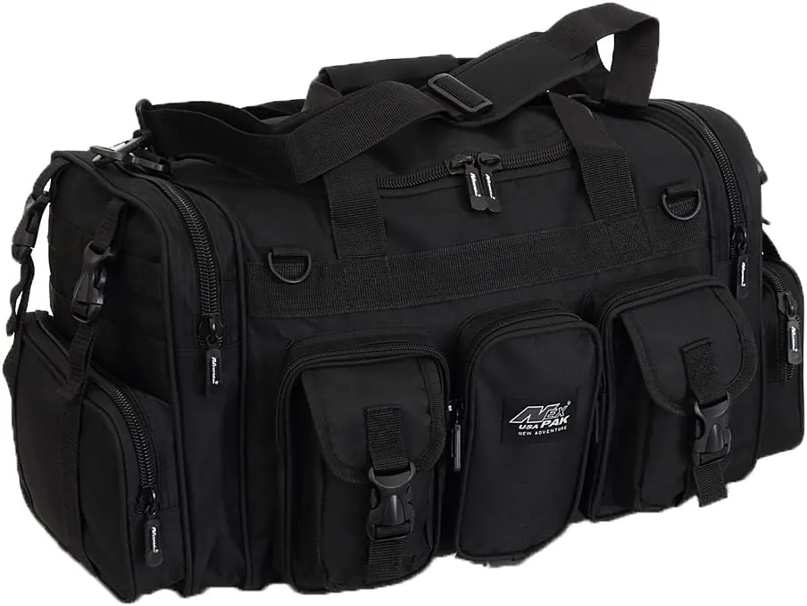 NPUSA Mens Large 22" Inch Black Duffel Duffle Military Molle Tactical Gear Shoulder Strap Travel Bag