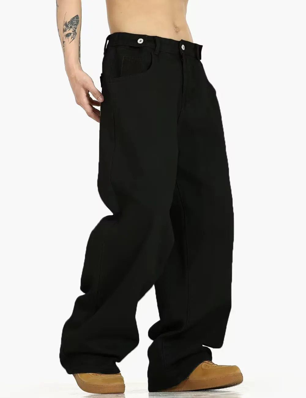 Nutriangee Men's Y2k Hip Hop Baggy Jeans Wide Leg Denim Pants Casual Loose Fit Streetwear Denim Pants