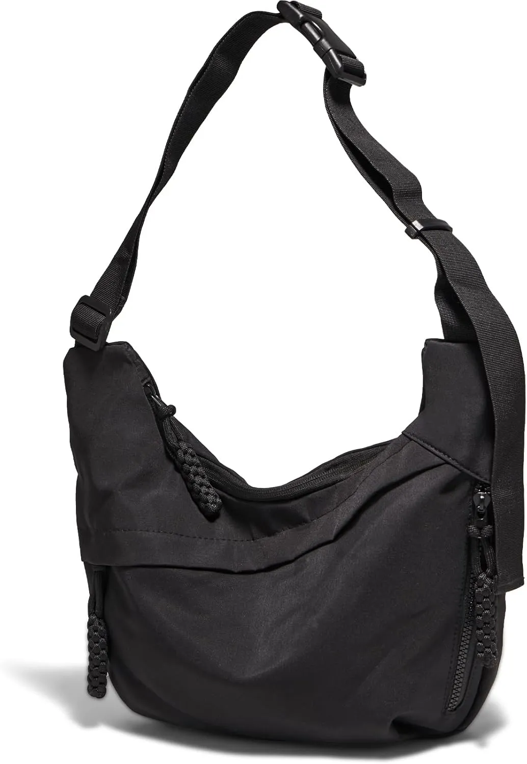 Nylon Crossbody Bags for Women Men Lightweight Hobo Crescent Shoulder Purse, Trendy Durable Sling Bag Casual Travel Hiking Camping Bag,Black