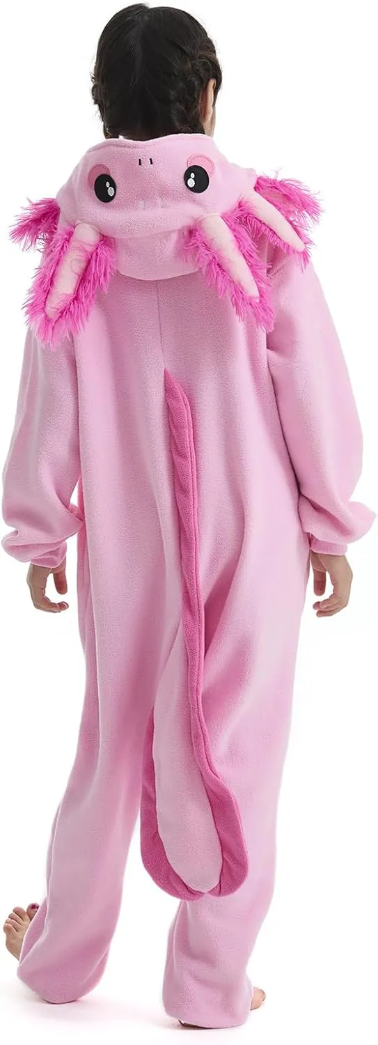 OGU' DEAL Kid's Pink Animal Onesie Costume Halloween Party Cosplay One Piece Jumpsuits Fleece Sleepwear for Girls