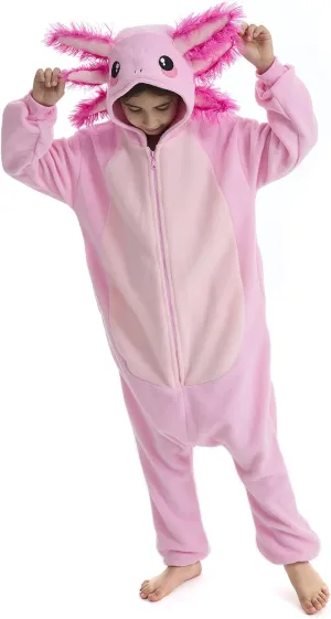 OGU' DEAL Kid's Pink Animal Onesie Costume Halloween Party Cosplay One Piece Jumpsuits Fleece Sleepwear for Girls