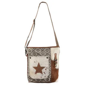 OHLAY MESSENGER Upcycled Canvas Hair-on Genuine Leather women bag western handbag purse