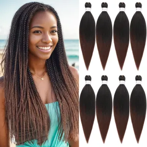 Ombre Braiding Hair 18 Inch 8 Packs Pre Stretched Hair For Twist Yaki Texture Synthetic Hair Extension Itch Free Hot Water Setting(18", T1B/30#)