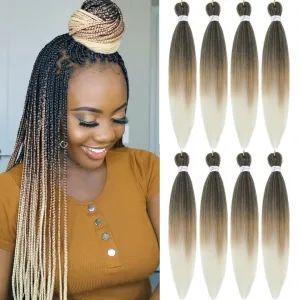 Ombre Braiding Hair Pre Stretched 20inch 8packs EZ Braid Pre Stretched Braiding Hair 1b/27/613 EZ Braiding Hair Extensions Synthetic Fiber Crochet Twist Braids(#1b/27/613,8Packs,20inch)
