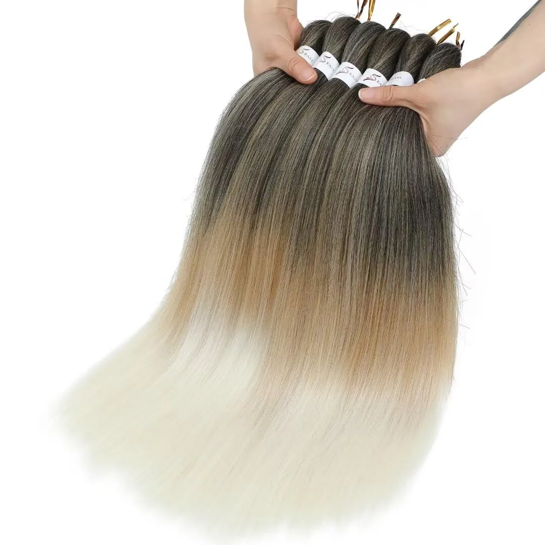 Ombre Braiding Hair Pre Stretched 20inch 8packs EZ Braid Pre Stretched Braiding Hair 1b/27/613 EZ Braiding Hair Extensions Synthetic Fiber Crochet Twist Braids(#1b/27/613,8Packs,20inch)